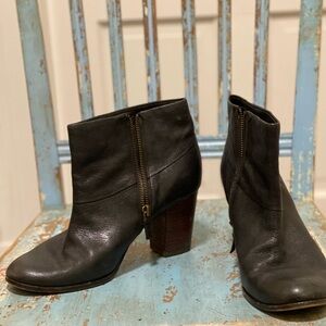 Classic Black Leather Side-Zip Ankle Booties